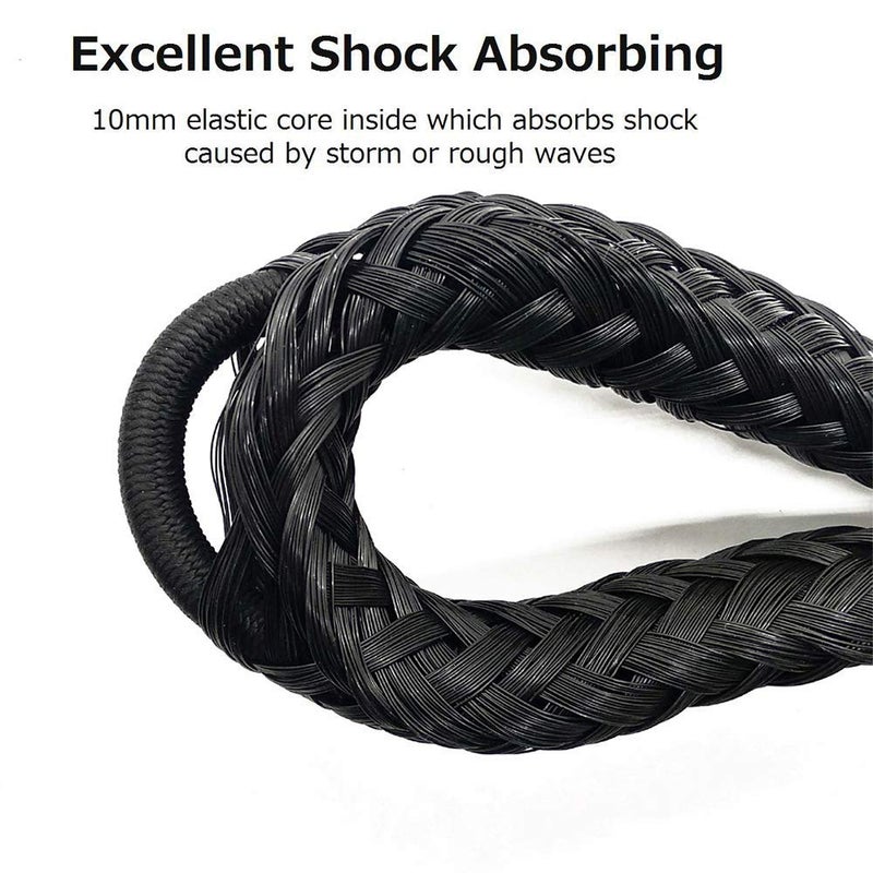 AQINGR Bungee Dock Lines for Boats Bungee Dock Lines Shock Bungee Docking Rope Stretchable Mooring Rope with Stainless Steel Clip 4 Pack Black - Image 4